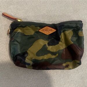 MZ Wallace Green Camo print small nylon cosmetic pouch